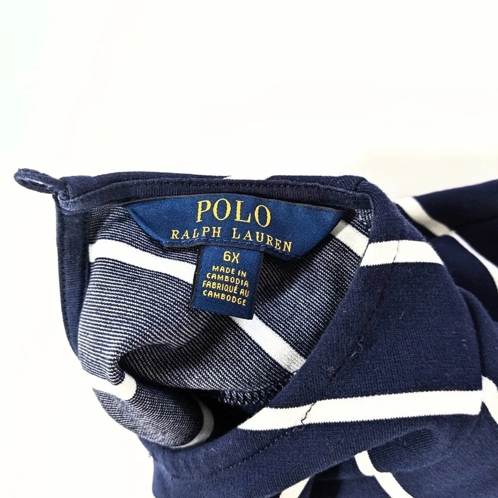 Girls Blue & White Stripe Polo Ralph Lauren Dress